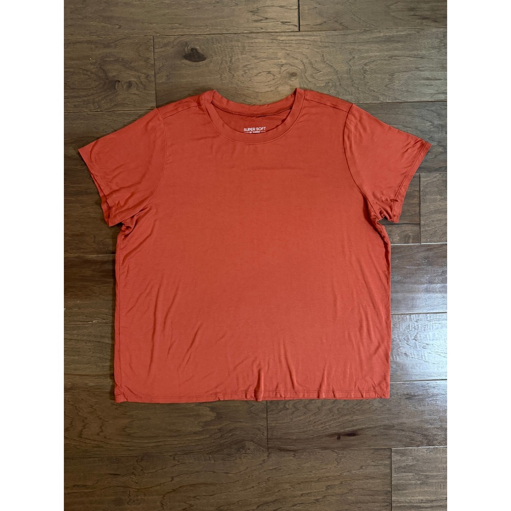 Torrid Super Soft‎ Knit Crew Neck T-Shirt Rust Orange Plus Size 3 Short Sleeve
